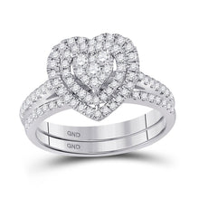 Load image into Gallery viewer, Radiant Love: 10kt White Gold Heart Diamond Bridal Wedding Ring Set - Alternate view 1 from Splendid Jewellery