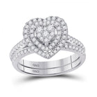 Radiant Love: 10kt White Gold Heart Diamond Bridal Wedding Ring Set - Alternate view 1 from Splendid Jewellery