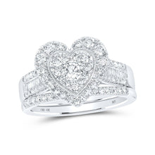Load image into Gallery viewer, 10kt White Gold Heart-Shaped Diamond Wedding Ring Set - A Radiant Promise - Alternate view 1 from Splendid Jewellery