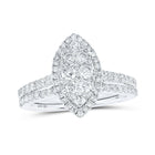 Radiant Love: 10kt White Gold Marquise Diamond Wedding Ring Band Set - Alternate view 1 from Splendid Jewellery