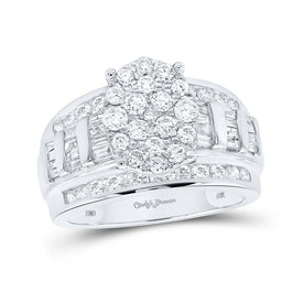 Timeless Elegance: 10kt White Gold Round Diamond Oval Bridal Wedding Engagement Ring 1-1/2 Cttw - Alternate view 1 from Splendid Jewellery