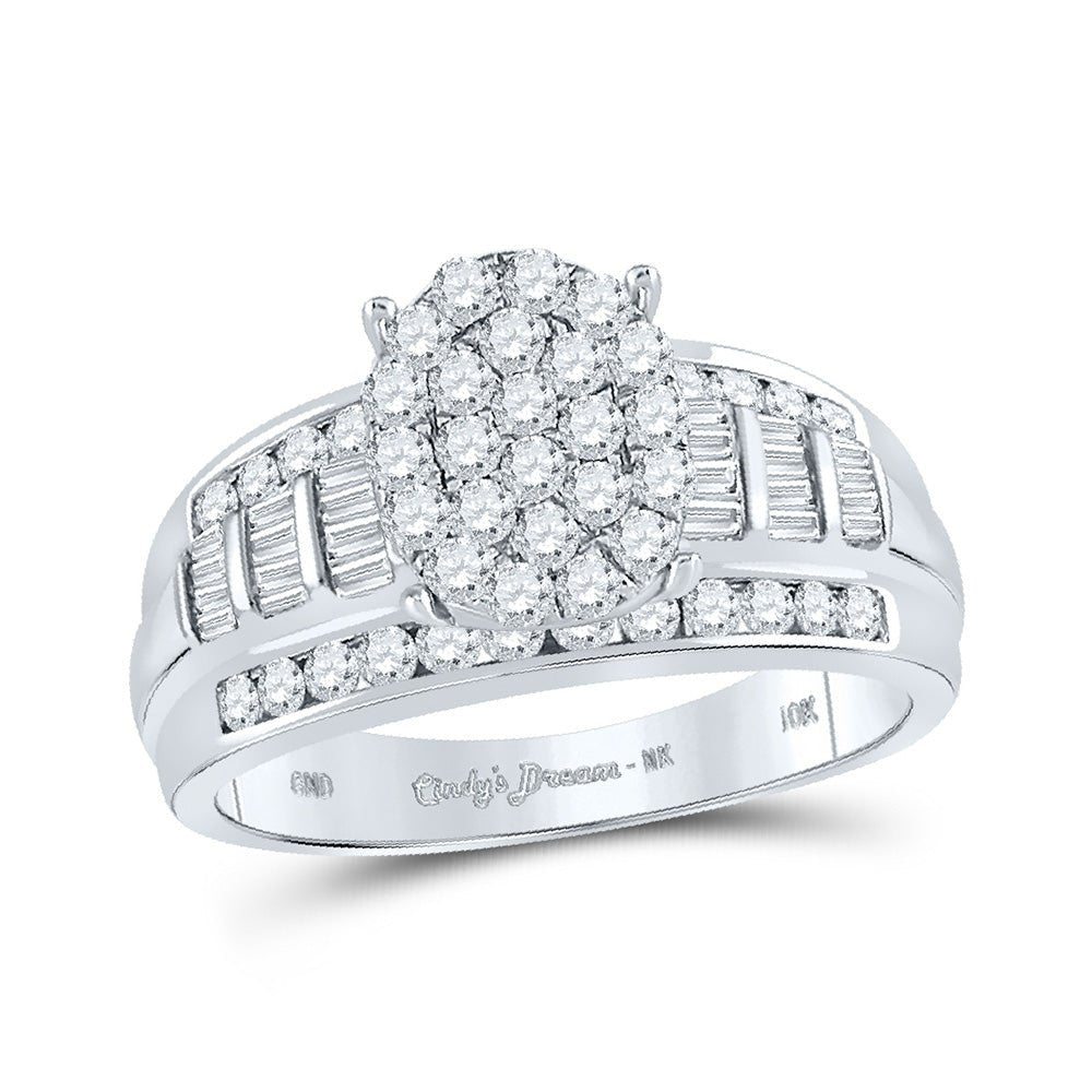 Wedding Collection | 10kt White Gold Round Diamond Oval Bridal Wedding Engagement Ring 1 Cttw | Splendid Jewellery GND