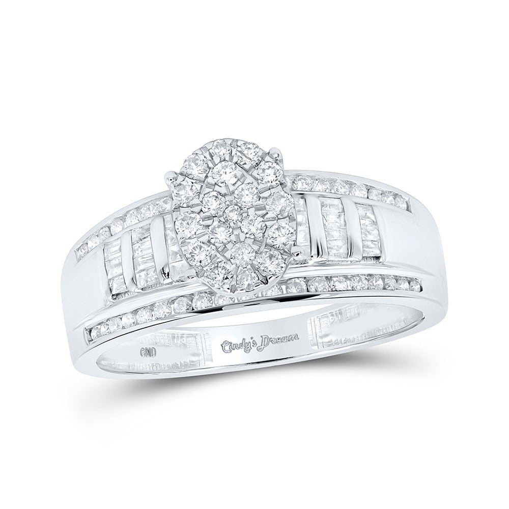 Wedding Collection | 10kt White Gold Round Diamond Oval Bridal Wedding Engagement Ring 1/2 Cttw | Splendid Jewellery GND