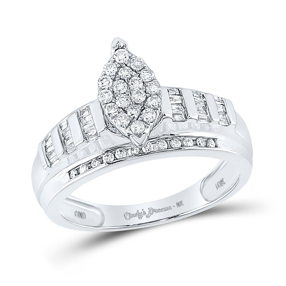 Wedding Collection | 10kt White Gold Round Diamond Oval Bridal Wedding Engagement Ring 1/2 Cttw | Splendid Jewellery GND