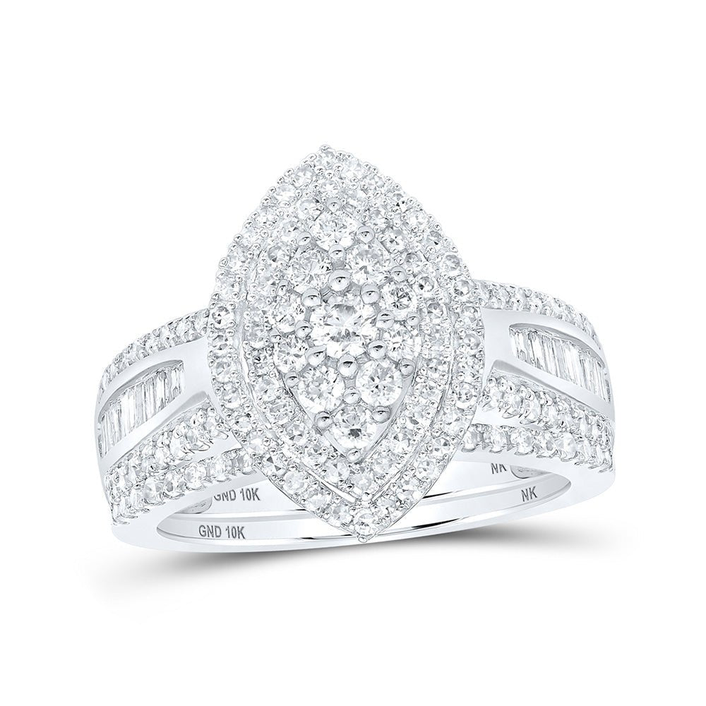Wedding Collection | 10kt White Gold Round Diamond Oval Bridal Wedding Ring Band Set 1-1/4 Cttw | Splendid Jewellery GND