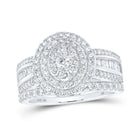 Radiant Elegance: 10kt White Gold Oval Diamond Bridal Wedding Ring Set - Alternate view 1 from Splendid Jewellery