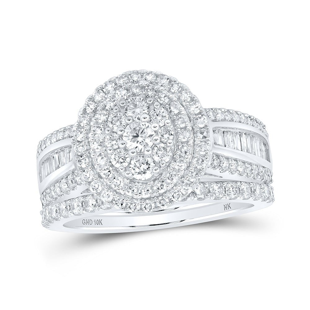 Wedding Collection | 10kt White Gold Round Diamond Oval Bridal Wedding Ring Band Set 1-1/4 Cttw | Splendid Jewellery GND