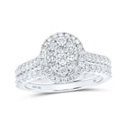 The Majestic Brilliance 10kt White Gold Round Diamond Oval Bridal Wedding Ring Band Set - Alternate view 1 from Splendid Jewellery