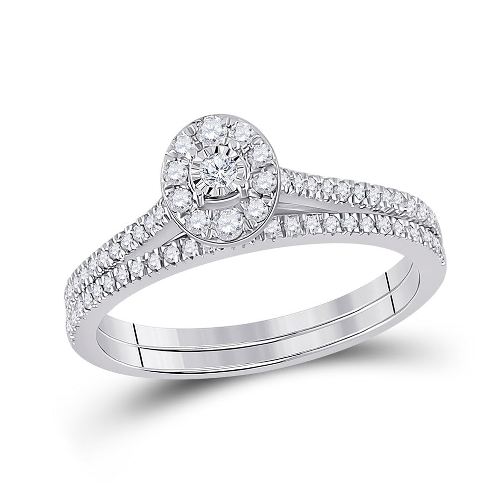 Wedding Collection | 10kt White Gold Round Diamond Oval Bridal Wedding Ring Band Set 1/3 Cttw | Splendid Jewellery GND