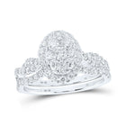 Eternal Sparkle: 10kt White Gold Diamond Oval Cluster Bridal Wedding Ring Set - Alternate view 1 from Splendid Jewellery
