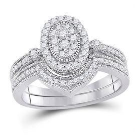 Eternal Love 10kt White Gold Oval Cluster Diamond Wedding Ring Set - Alternate view 1 from Splendid Jewellery
