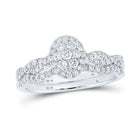 Radiant Love: 10kt White Gold Diamond Cluster Bridal Wedding Ring Set - Alternate view 1 from Splendid Jewellery