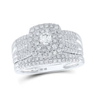 Radiant Love 10kt White Gold Diamond Square Bridal Wedding Ring Band Set - Alternate view 1 from Splendid Jewellery