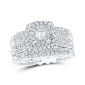 Radiant Love 10kt White Gold Diamond Square Bridal Wedding Ring Band Set - Alternate view 1 from Splendid Jewellery