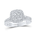 Eternal Love 10kt White Gold Diamond Square Bridal Wedding Ring Band Set 1 Cttw - Alternate view 1 from Splendid Jewellery