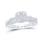 Radiant Love: 10kt White Gold Diamond Square Bridal Wedding Ring Band Set - Alternate view 1 from Splendid Jewellery