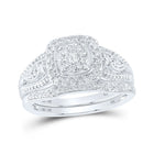 Radiant Love 10kt White Gold Diamond Square Cluster Wedding Ring Set - Alternate view 1 from Splendid Jewellery