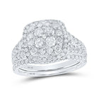 Eternal Love 10kt White Gold Round Diamond Square Halo Bridal Wedding Ring Band Set - Alternate view 1 from Splendid Jewellery