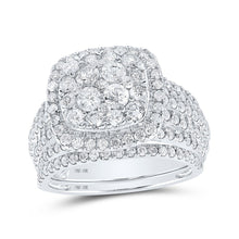 Load image into Gallery viewer, Eternal Brilliance | 10kt White Gold Round Diamond Square Halo Bridal Wedding Ring Band Set 2 Cttw - Alternate view 1 from Splendid Jewellery