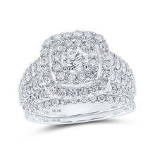 Load image into Gallery viewer, Captivating Elegance: 10kt White Gold Square Halo Diamond Bridal Wedding Ring Set - Alternate view 1 from Splendid Jewellery