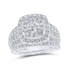 Captivating Elegance: 10kt White Gold Square Halo Diamond Bridal Wedding Ring Set - Alternate view 1 from Splendid Jewellery