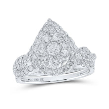 Load image into Gallery viewer, Ethereal Elegance | 10kt White Gold Diamond Teardrop Bridal Wedding Ring Set 1-1/2 Cttw - Alternate view 1 from Splendid Jewellery