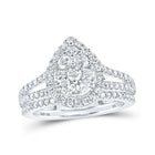 Radiant Tears 10kt White Gold Diamond Teardrop Bridal Wedding Ring Set - Alternate view 1 from Splendid Jewellery