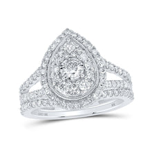 Load image into Gallery viewer, Enchanting Teardrop Diamond Bridal Wedding Ring Set in 10kt White Gold - Alternate view 1 from Splendid Jewellery