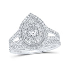Enchanting Teardrop Diamond Bridal Wedding Ring Set in 10kt White Gold - Alternate view 1 from Splendid Jewellery