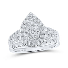 Load image into Gallery viewer, Eternal Love 10kt White Gold Diamond Teardrop Bridal Wedding Ring Band Set - Alternate view 1 from Splendid Jewellery