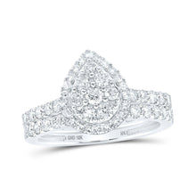Load image into Gallery viewer, Teardrop Brilliance: 10kt White Gold Diamond Bridal Wedding Ring Band Set - Alternate view 1 from Splendid Jewellery