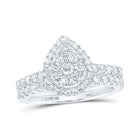 Teardrop Brilliance: 10kt White Gold Diamond Bridal Wedding Ring Band Set - Alternate view 1 from Splendid Jewellery