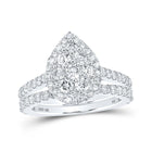Sparkling Tears: 10kt White Gold Diamond Teardrop Bridal Wedding Ring Band Set - Alternate view 1 from Splendid Jewellery