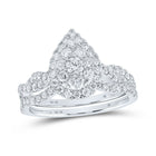 Radiant Love: 10kt White Gold Diamond Teardrop Bridal Wedding Ring Band Set - Alternate view 1 from Splendid Jewellery