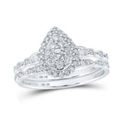 Teardrop Sparkle: 10kt White Gold Round Diamond Bridal Wedding Ring Band Set - Alternate view 1 from Splendid Jewellery