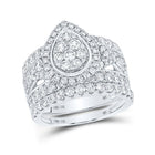 10kt White Gold Diamond Teardrop Bridal Wedding Ring Band Set - Alternate view 1 from Splendid Jewellery