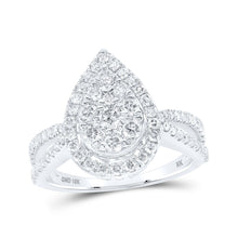 Load image into Gallery viewer, Sparkling Love: 10kt White Gold Teardrop Cluster Diamond Wedding Ring - Alternate view 1 from Splendid Jewellery