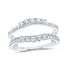 Load image into Gallery viewer, Radiant Diamond Wrap Enhancer Wedding Band in 10kt White Gold Top view from the 10Kt White Gold Womens Round Diamond Wrap Enhancer Wedding Band 1 2 Cttwpin213048 collection by Splendid Jewellery