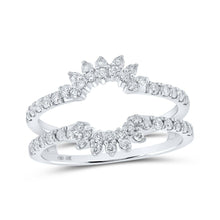 Load image into Gallery viewer, Dazzling Diamond Halo Wedding Band - 10kt White Gold Wrap Enhancer Top view from the 10Kt White Gold Womens Round Diamond Wrap Enhancer Wedding Band 1 2 Cttwpin213078 collection by Splendid Jewellery