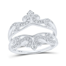 Load image into Gallery viewer, Dazzling Diamond Embrace Wedding Band Top view from the 10Kt White Gold Womens Round Diamond Wrap Enhancer Wedding Band 1 3 Cttwpin213049 collection by Splendid Jewellery