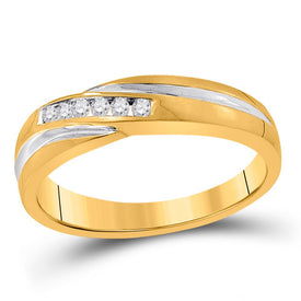 Eternal Brilliance | 10kt Yellow Gold Mens Round Diamond Wedding Band Ring 1/8 Cttw product  Top View from Splendid Jewellery