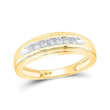 Load image into Gallery viewer, Eternal Love 10kt Yellow Gold Mens Round Diamond Wedding Channel-set Band Ring product  Top View from Splendid Jewellery