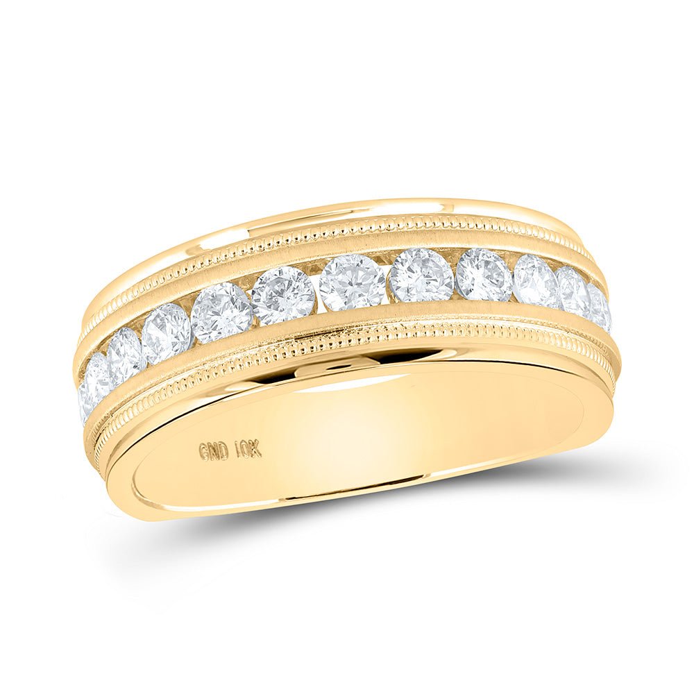 Wedding Collection | 10kt Yellow Gold Mens Round Diamond Wedding Single Row Band Ring 1 Cttw | Splendid Jewellery GND