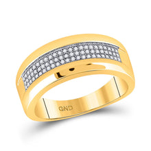 Load image into Gallery viewer, Eternal Love 10kt Yellow Gold Mens Round Pave-set Diamond Wedding Band Ring product  Top View from Splendid Jewellery