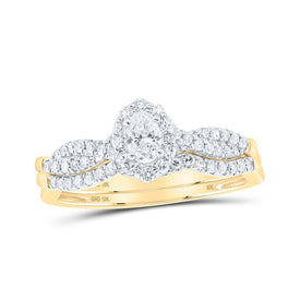 Eternal Love 10kt Yellow Gold Oval Diamond Bridal Wedding Ring Band Set product  Top View from Splendid Jewellery