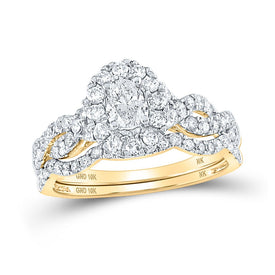 Splendid Jewellery's Mesmerizing Oval Diamond Halo Bridal Wedding Ring Band Set product  Top View from Splendid Jewellery