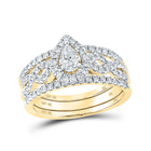 Eternal Love 10kt Yellow Gold Pear Diamond 3-Piece Bridal Wedding Ring Band Set product  Top View from Splendid Jewellery