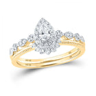 10kt Golden Halo Diamond Wedding Ring Band Set - Eternal Love Collection product  Top View from Splendid Jewellery