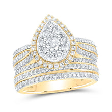 Load image into Gallery viewer, Radiant Love: 10kt Yellow Gold Round Diamond Bridal Wedding Ring Band Set 1-1/2 Cttw product  Top View from Splendid Jewellery