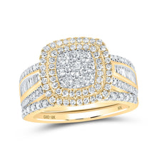Load image into Gallery viewer, Radiant Love 10kt Yellow Gold Diamond Bridal Wedding Ring Band Set product  Top View from Splendid Jewellery